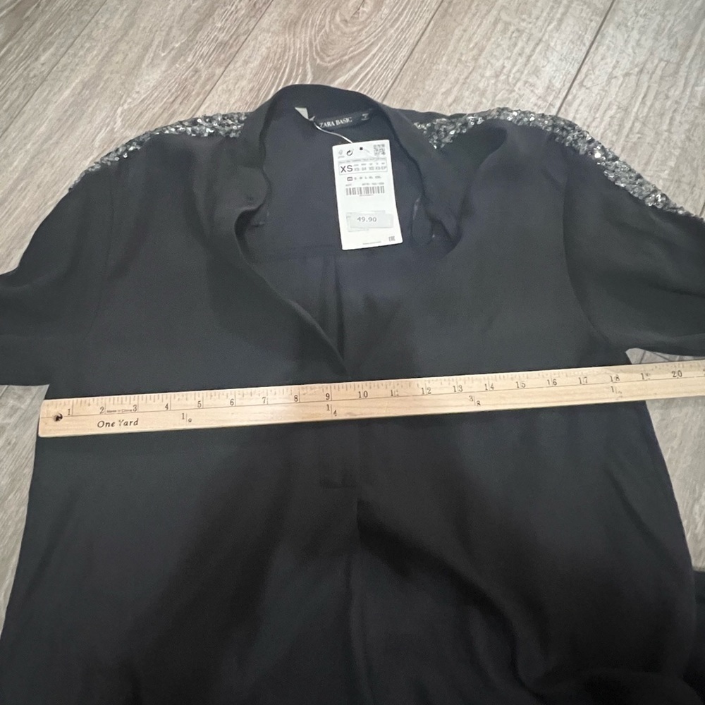 ZARA BASIC Tunic Dress Pullover Sequins Black Lyo… - image 5